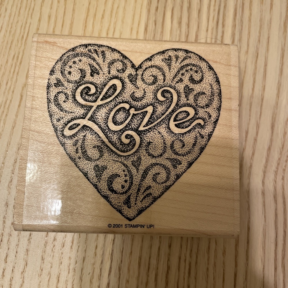 Stampin Up Love Always 2001 Wood Mounted‎ Rubber Stamp Heart Valentine Wedding
